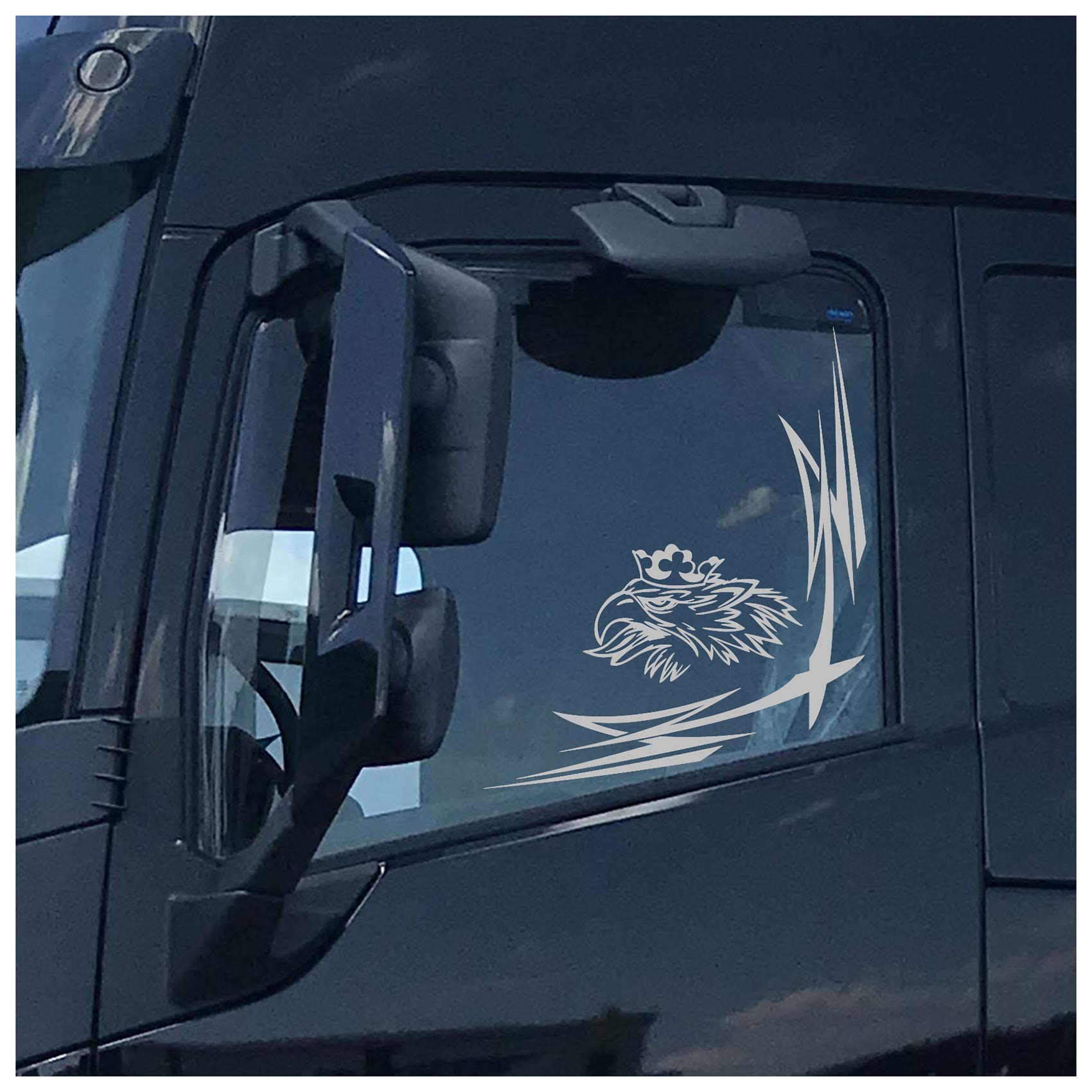 Finest Folia Griffin Window Decoration Truck Sticker Decor Sticker Window Scallops Ornaments Diamonds KX036 (Silver Grey Metallic, Interior Adhesive)
