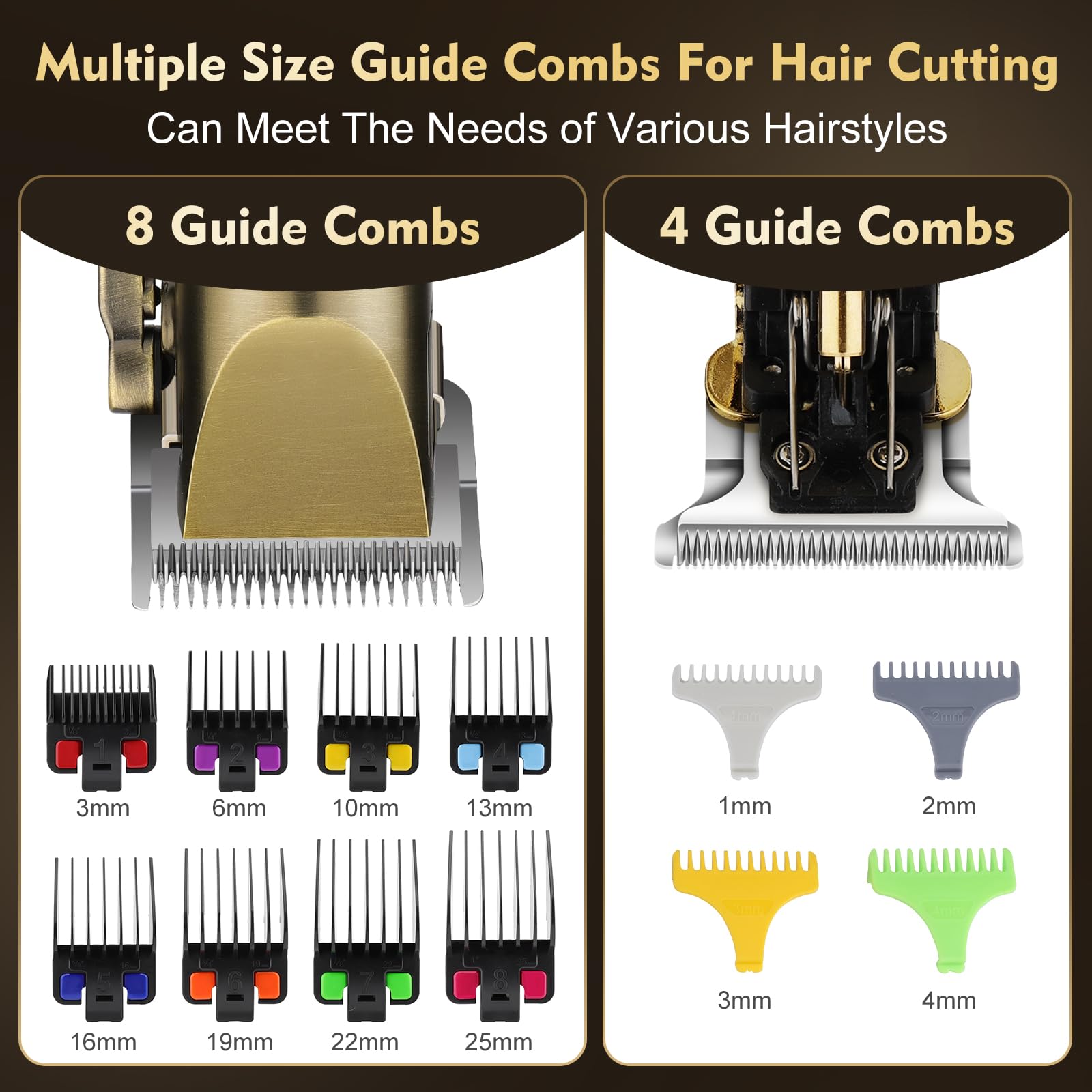 Dumite Professional Hair Clippers for Men,Hair Clippers+T-Blade Trimmer+Electric Shaver+Nose Hair Trimmer Set,4 in 1 Cordless Barber Hair Cutting Kit LCD Display Gifts (Gold)