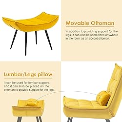 MCombo Accent Chair with Ottoman, Modern Velvet