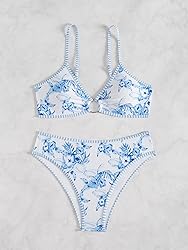 Fanuerg Women's Triangle Bikini Sets O Ring Linked