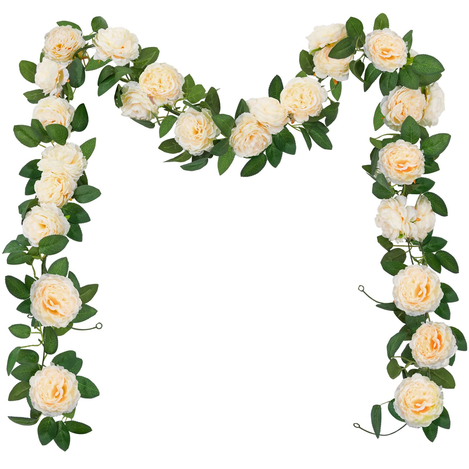 SHACOS 3pcs Artificial Flower Garland 3 Strand 6.0 m Long Fake Rose Garland Flower Vines for Wedding Party Home Garden, Champagne