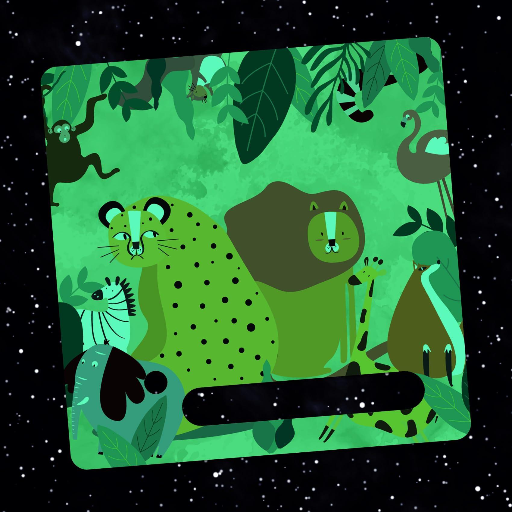 yabaduu Y031 Protective Film Cover Luminous Sticker for Toniebox Perfect Fit Self-Adhesive Child-Friendly Film for Children Toys (No. 4 Safari, Glow-in-the-Dark)