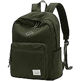 VASCHY Corduroy Travel Backpack, Vintage Casual Kawaii Cute Aesthetic Fuzzy Fluffy Plush Fleece Rucksack Daypack for School Teens/Man/Women Dark Green