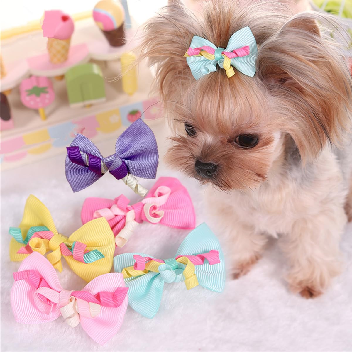 Photo 1 of 10pcs dogs Hair accessories Bows, Pet Hairstyles for Puppy Cat Cosplay Grooming Dog Pet Hair Clips Maltese Dog,Yorkie Teddy Dog hair accessories Daily