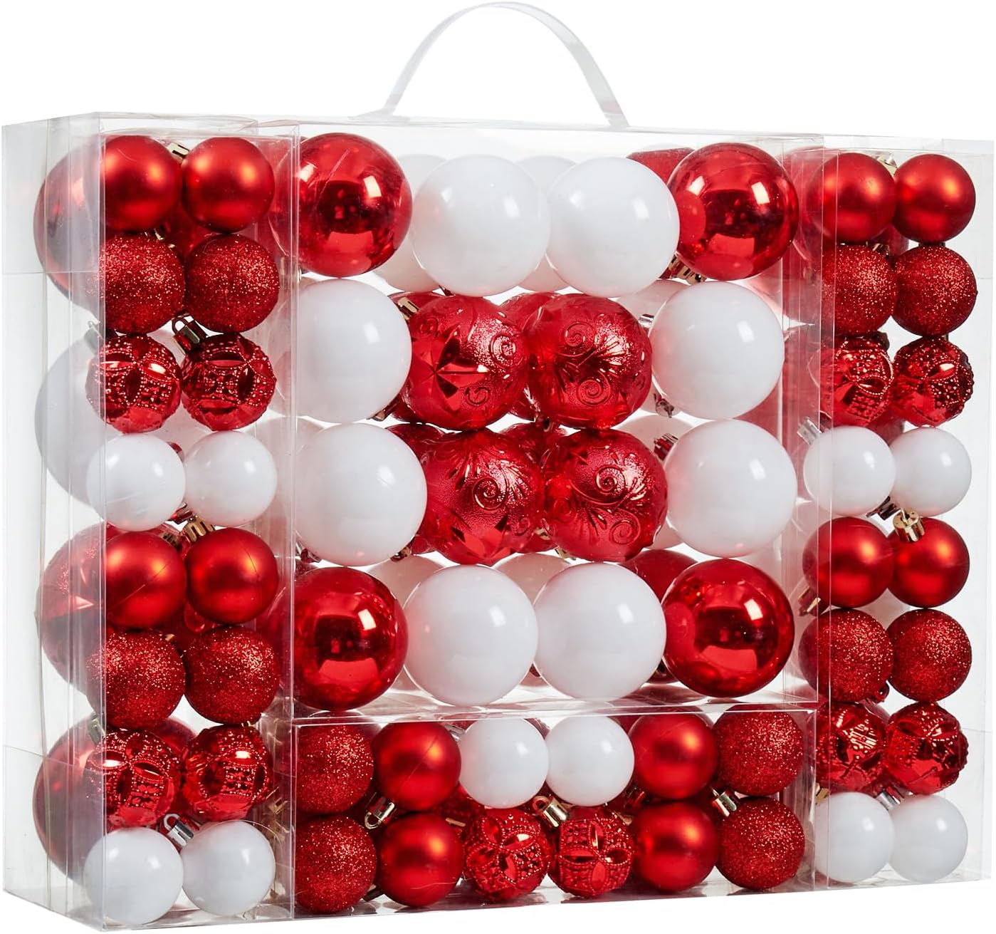 Ornaments - 87-Pack Shatterproof Christmas Ball Ornaments Set, Christmas Tree Decorations with Hand-held Gift Package for Xmas Tree Holiday Wedding Party, Red