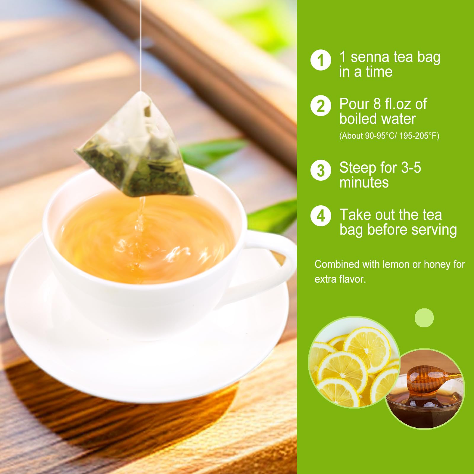 FullChea - Senna Tea, 50 Teabags, 1.5g/bag - Naturally Senna Leaf Tea for Constipation - Non-GMO - Caffeine-free - Support Digestion & Boost Immune System