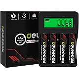 Deleepow 1.5V AA Lithium Rechargeable Batteries 3400mWh, 1500 Cycles Lithium AA Batteries Rechargeable with 2H LCD Fast Charg