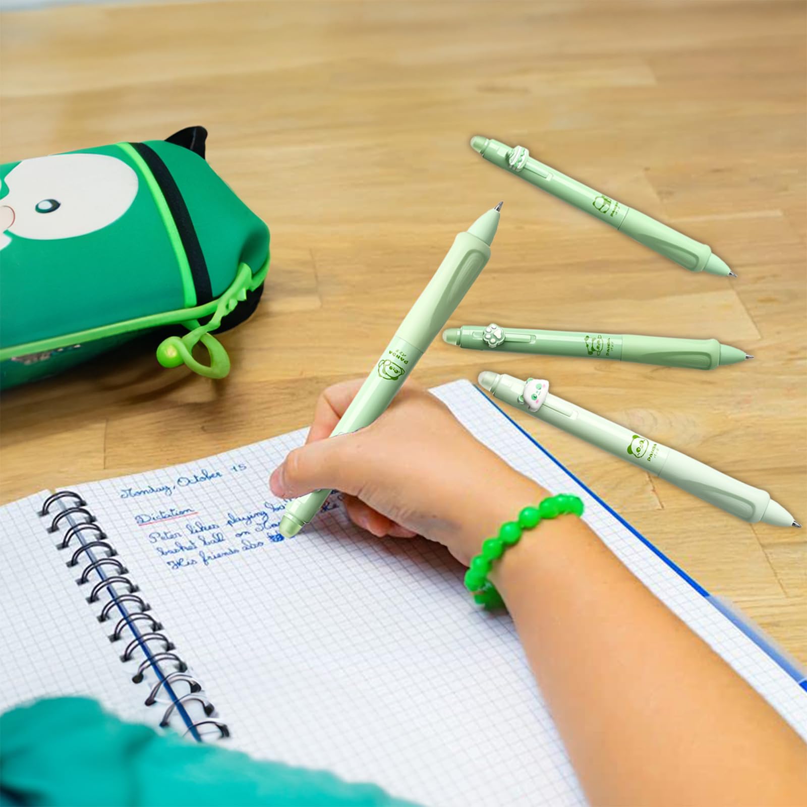 Radierbarer Kugelschreiber Set Mit 4 Tier-Stifte - Panda Pfote, Eiscreme, Kuchen - Kugel Zum Entfernen Der Tinte - Blau - Durchmesser 0,5 - Radierbar 6
