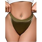 WDIRARA Women's High Cut Cheeky Panties Underwear Low Rise Briefs Lingerie Bottoms