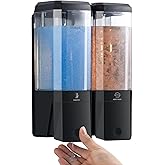 Shampoo and Conditioner Dispenser 2 Chamber No Drill Shampoo Dispenser for Shower Wall Mounted Shower Soap Dispenser 2 * 500ml Refillable Shower Dispenser for Bathroom Hotel(Black 2 Chamber)