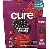 Cure Hydration | Plant-Based Electrolyte Drink Mix | No Added Sugar | FSA-HSA | Dehydration Relief Powder Made with Coconut Water | Non-GMO | Vegan | Pouch of 14 Packets - Berry Pomegranate