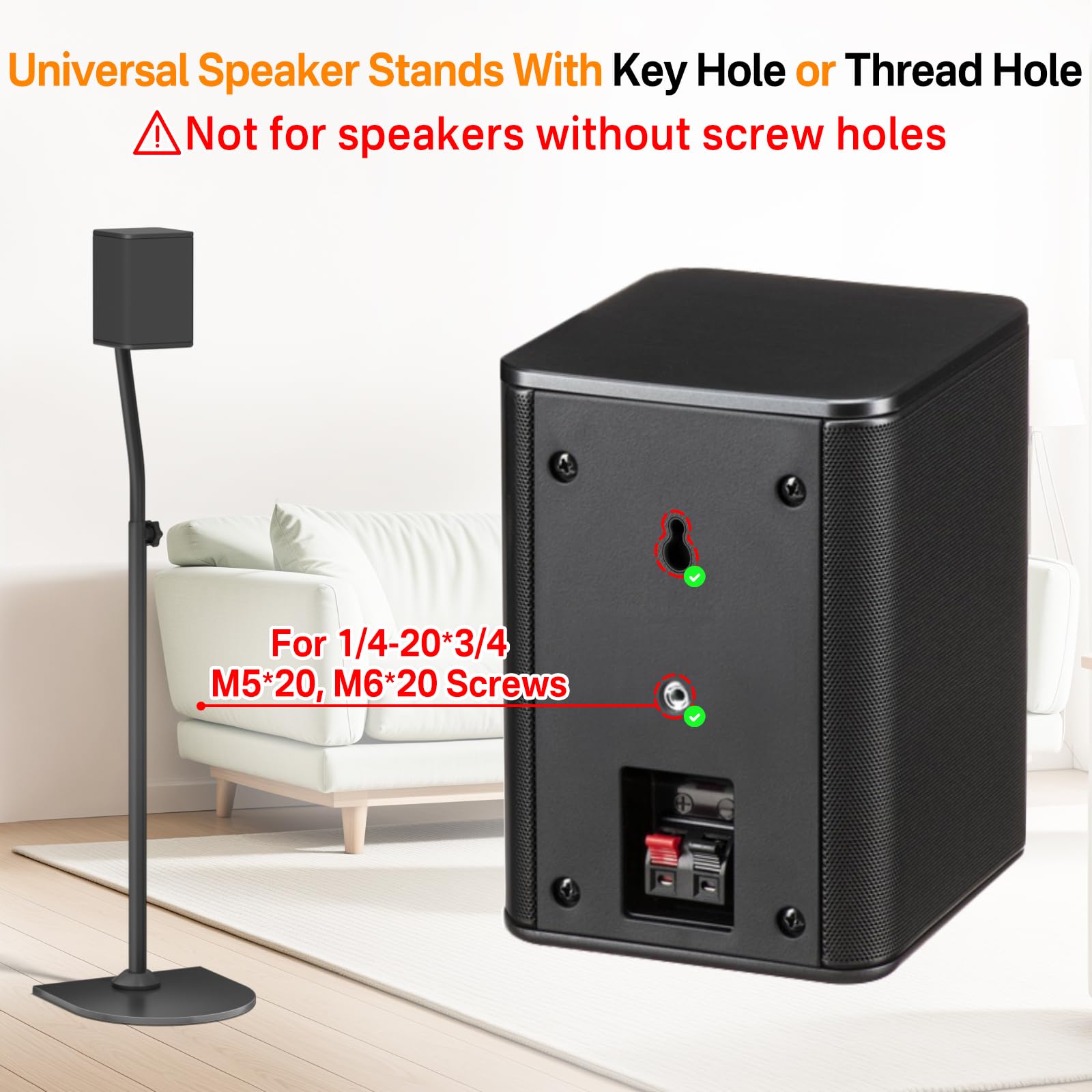 Universal Surround Sound Speaker Stands Pair Height Adjustable Extend 33