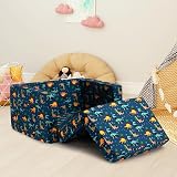 BEJOY 2 in 1 Sofa Bed Sherpa Convertible Kinder Sofa Navy Dinosaurs view 6