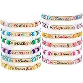 Latocos 12 PCS Kids Bracelets for Girls Toddler Jewelry Unicorn Preppy Bracelets Clay Beaded Adjustable Friendship Bracelet Birthday Party Favors Gifts