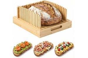 10.5" Bamboo Bread Slicer for Homemade Bread - Sourdough Slicing Guide with Crumb Catcher & Stable Mortise-Tenon Structure - 