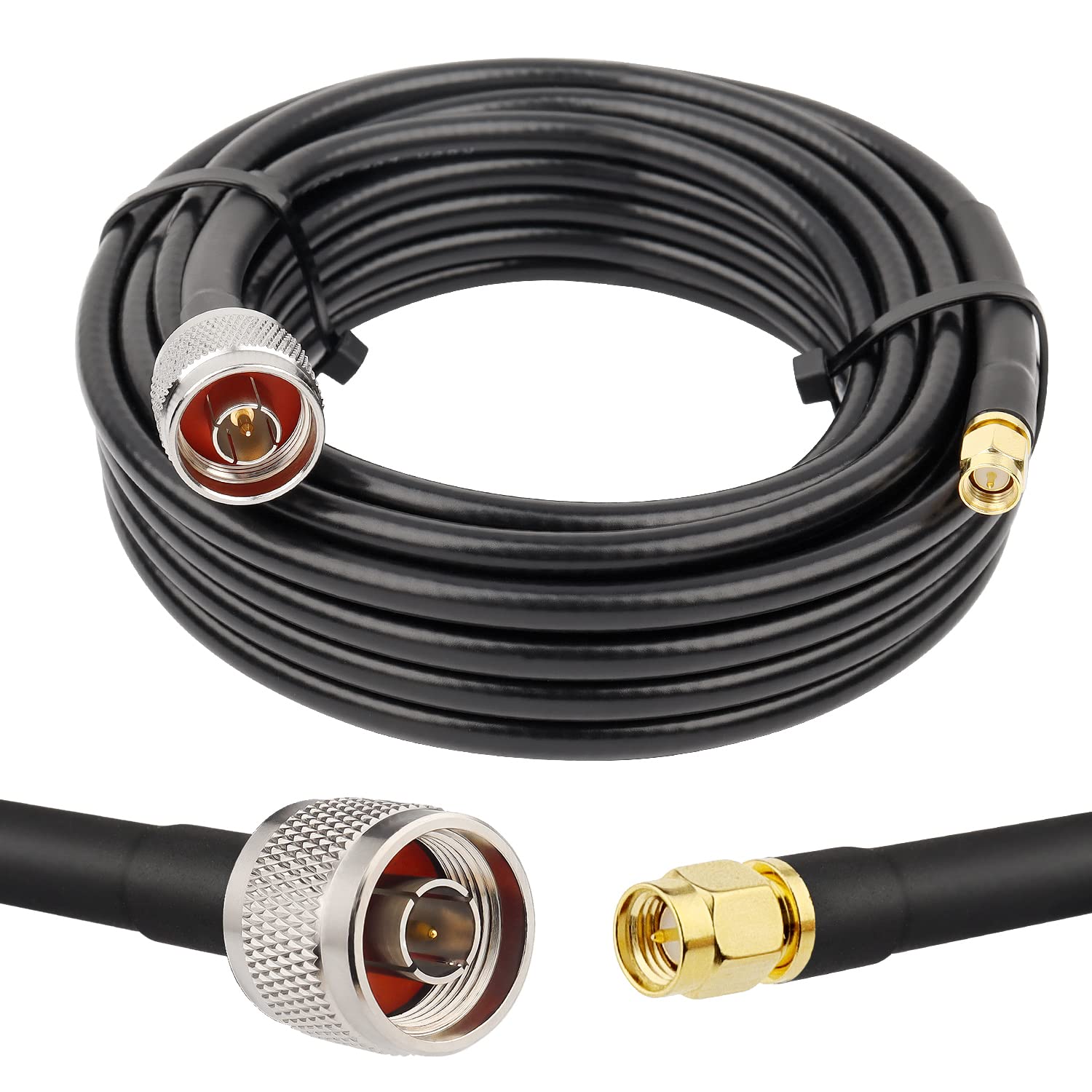 MOOKEERF SMA to N Cable 20ft,Low Loss N Male to SMA Male Cable KMR240,N Male KMR240 SMA,N to SMA Cable for WiFi Router/GPS Receiver/Antenna Use