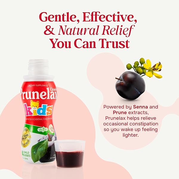 PRUNELAX CIRUELAX REGULAR STRENGTH LIQUID LAXATIVE FOR KIDS – GENTLE RELIEF FOR OCCASIONAL CONSTIPATION, SENNA EXTRACT, VEGAN & GLUTEN-FREE, FAST-ACTING OVERNIGHT RELIEF – 4.05 FL OZ