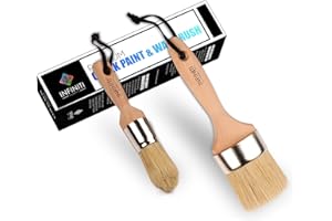 INFINITI ELEMENTZ Professional Chalk and Wax Paint Brush 2PC Set!!!! Large DIY Painting and Waxing Tool | Smooth, Natural Bristles | Folk Art, Home Décor, Wood Projects, Furniture, Stencils | Reusable (Large Small 2pc)