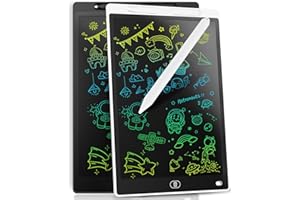 GENIALBA [2 Pieces] 10 Inch LCD Colorful Writing Graphic Tablet, Erasable Drawing Board, Kids Gift, Graphic Board for Games for 3 4 5 6 7 Years (Black & White)