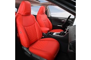 GIANT PANDA Pu Leather Car Seat Covers Full Set Custom Fit for 2019 2020 2021 2022 2023 2024 Toyota RAV4 LE, XLE, XLE Premium, Limited-(Non-Hybrid & Adventure,TRD-Off Red)