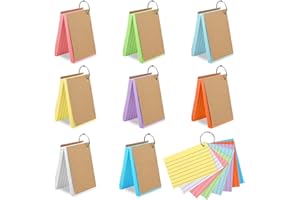 Hoemwarm 800 Pcs Index Cards with Ring, 2.9 x 4.1 Inches Colored Flash Cards A7 Colorful Ruled Notecards with Ring Underline Study Cards Flashcards for Studying Nursing School Office College