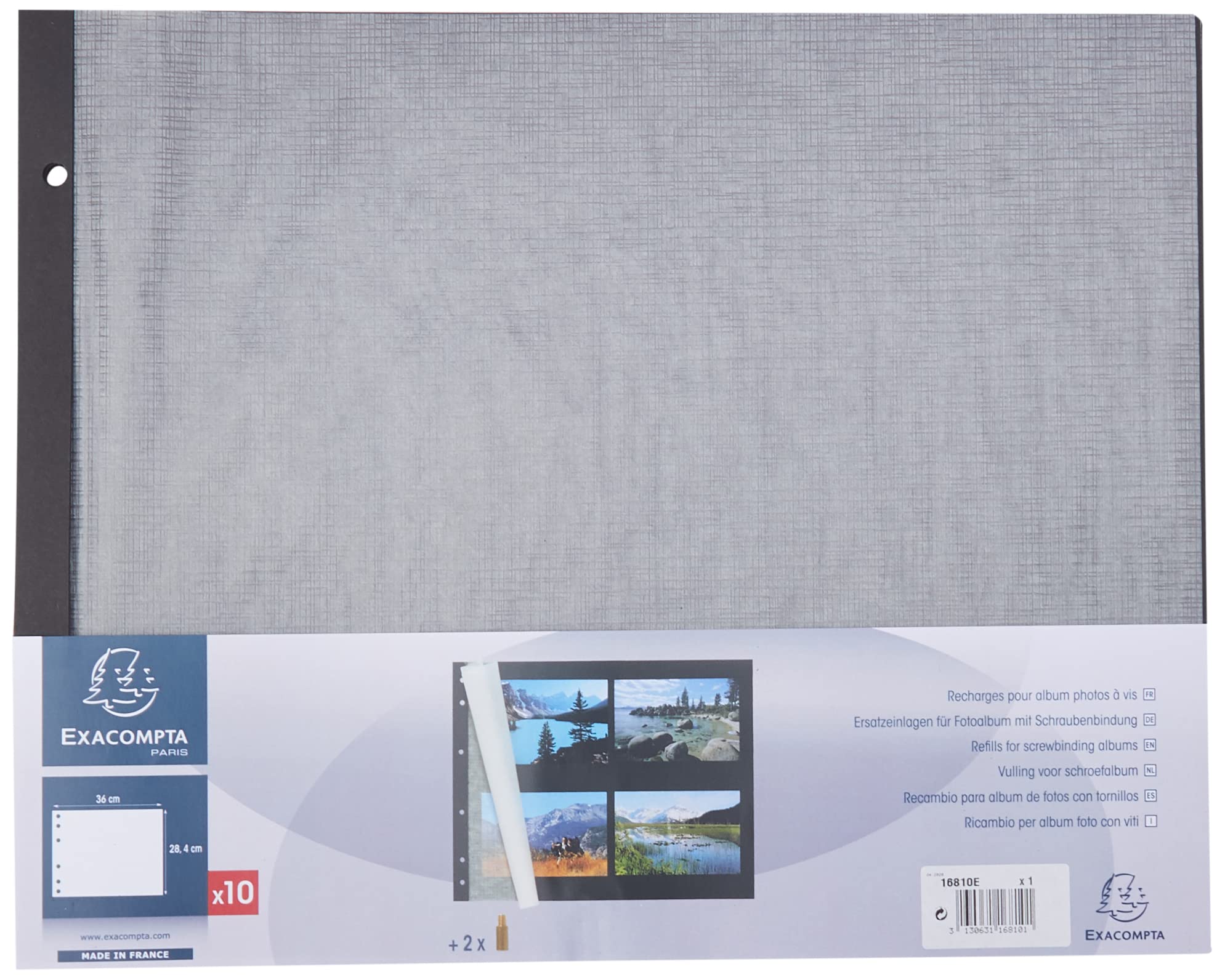 Exacompta - Ref 16810E - Photo Album Refills - 370 x 290mm in Size, Black Card Backings To Place Photos On - Suitable for Scrapbooking - Black (Pack of 10)