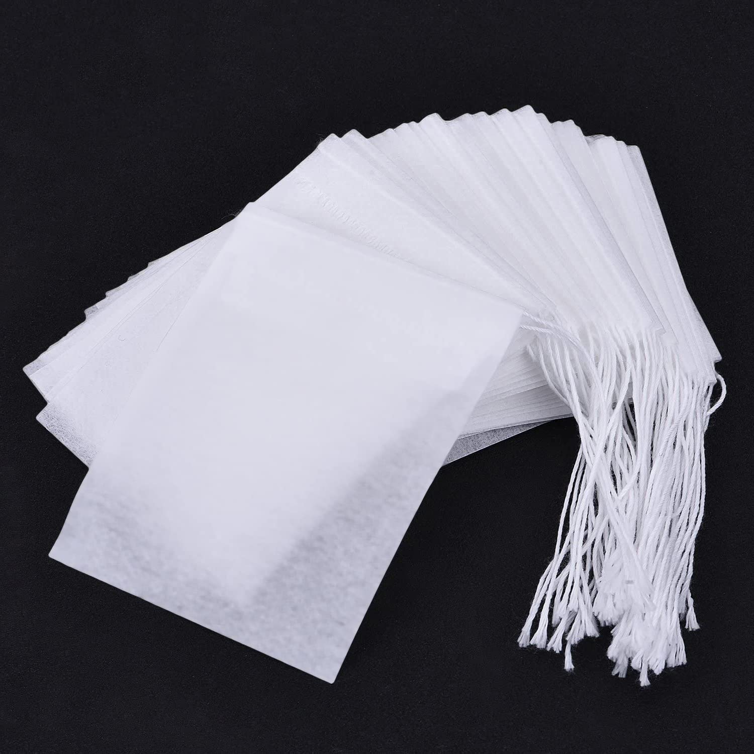 Tea Bags Empty, 200 Pcs Paper Tea Filter Bags Disposable Natural Pulp Material Tea Infuser with Drawstring, Loose Leaf Tea Paper Strainer Bag for Tea and Herb Powder, 5cm x 7cm (White)