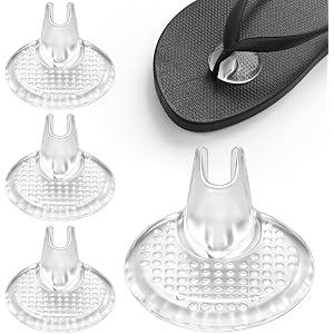 2 Pairs Gel Metatarsal Pads for Thong Sandals, Clear Flip Flop Toe Cushion Protectors, Soft Sandal Thong Cushion Pads for Ant