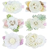 Dizila 6 Pieces Delicate Handmade Rose Flower Hair Bows Fully Lined Alligator Hair Clips Floral Hair Barrettes Accessories for Baby Girls Toddlers Kids Teens Women (6PCS S1)