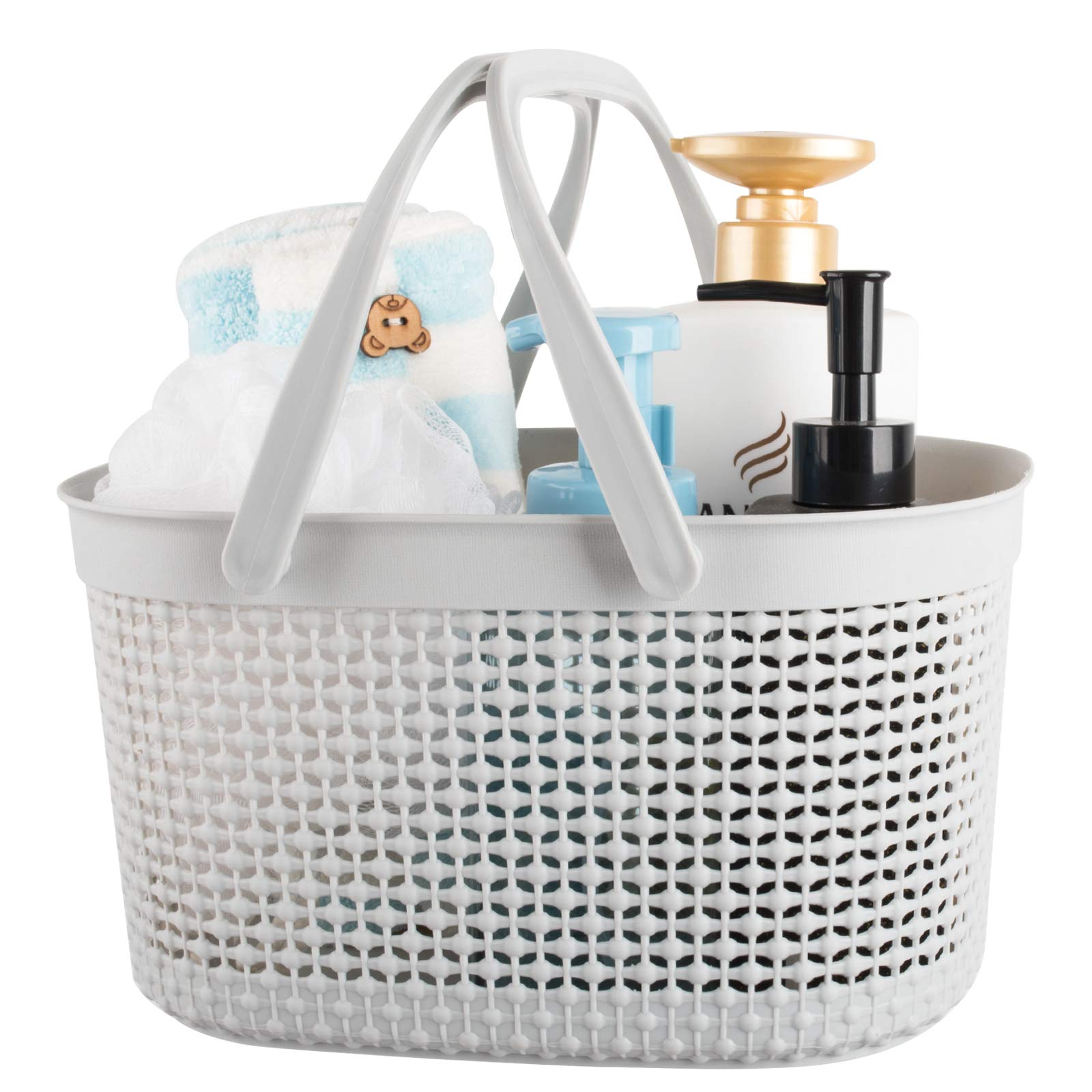 Photo 1 of rejomiik Portable Shower Caddy Basket, Plastic Organizer Storage Tote with Handles for Bathroom, College Dorm, Kitchen, Grey