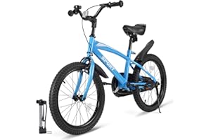 BODIOO Kid Bike for Boys Girls 18 Inch Kid Bicycle with Kickstand Adjustable Seat Dual Brake System Sturdy Frame Lightweight Pump Reflector
