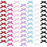 70 Pcs Mini Hair Bows, Cute Ribbon Bow Hair Clips, Solid Color Satin Bow Hairs Barrettes for Girls Women, 7 Colors