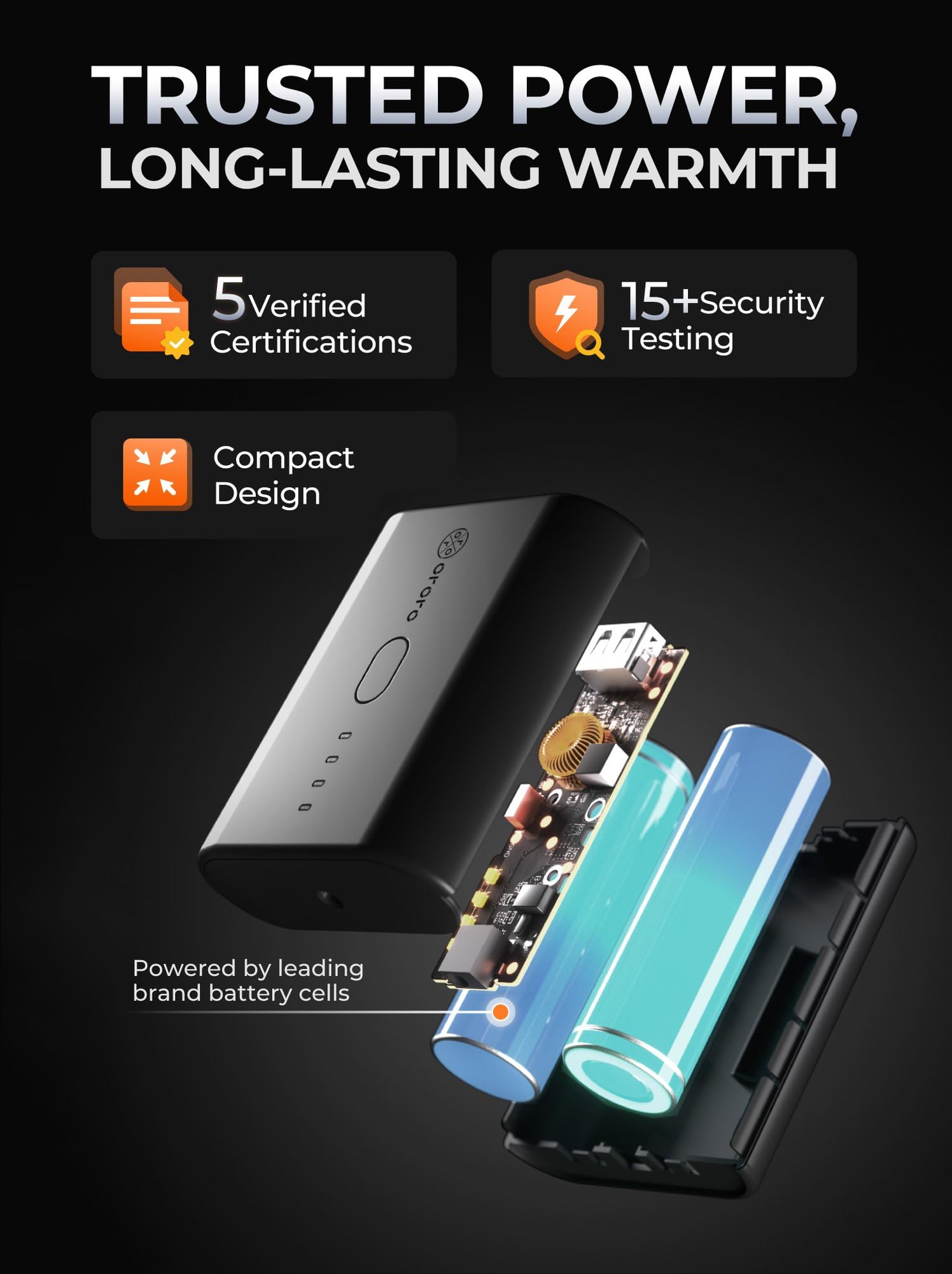 ORORO Men's Lightweight Heated Vest with USB-C Rechargeable Battery, Puffer Classic Heating Vest