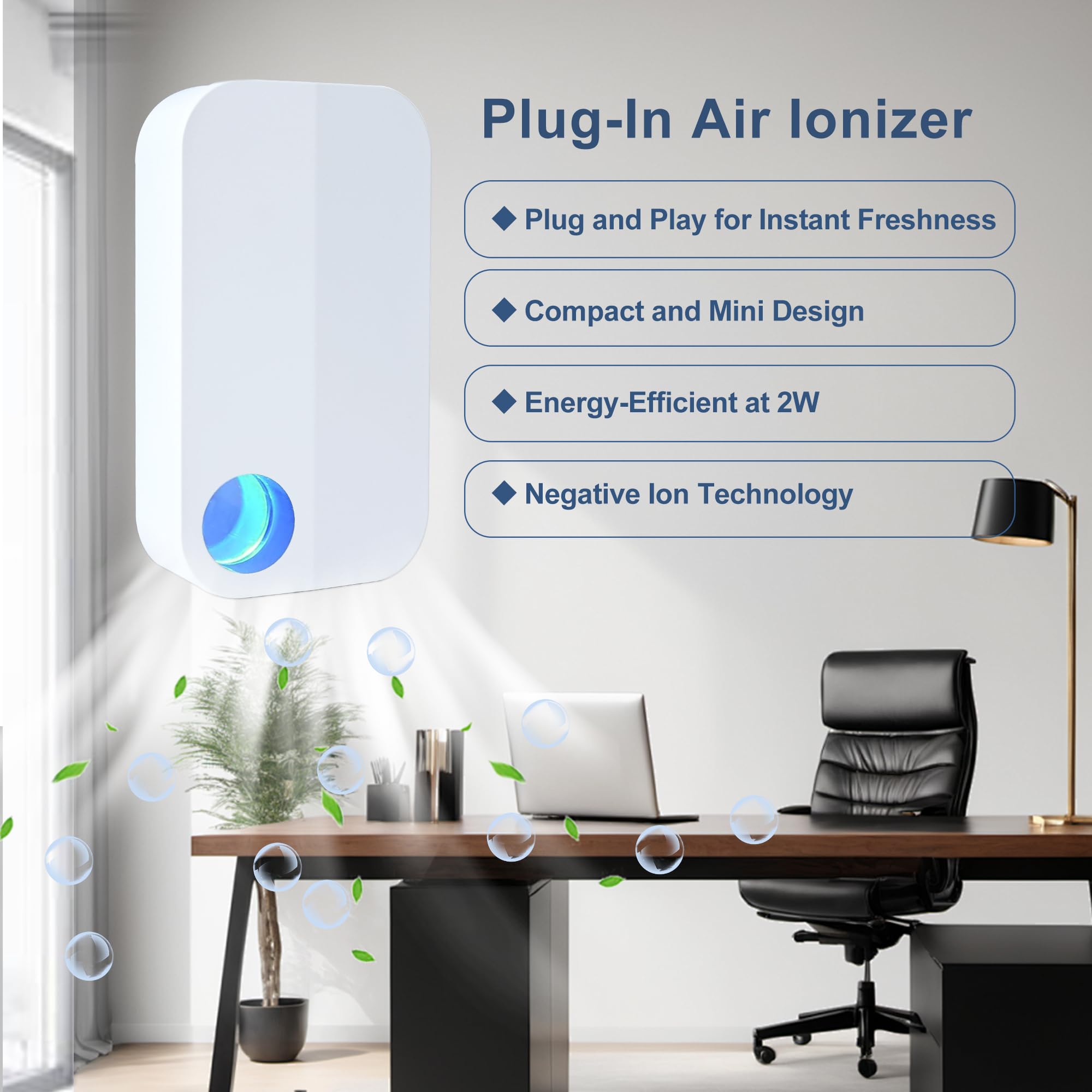 Air Ionizers for Home Plug In with 4 negative Ion Brush Heads,Ultra-Quiet Ionizer Air Purifier for Home,Portable Negative Ion Air Purifier for Bedroom Office Kitchen Bathroom and Pet(2)