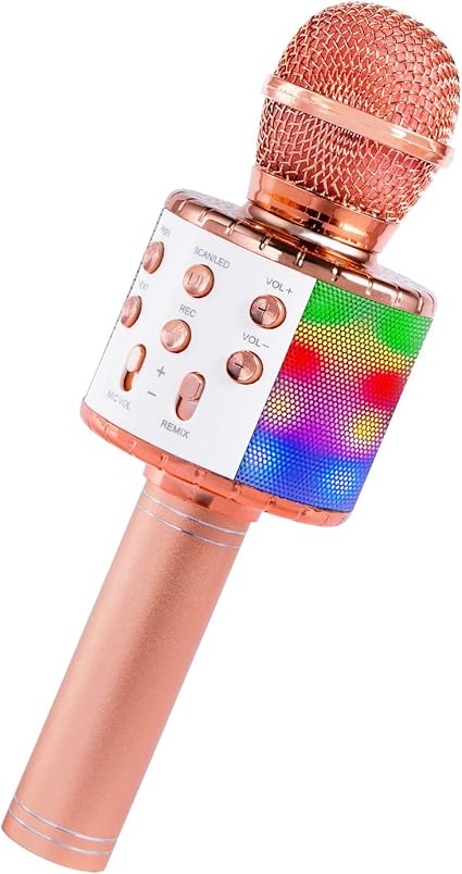 Amazon Sugarman カラオケマイク カラオケ Bluetooth ひとり 自宅 お家カラオケマイク ワイヤレスマイク Ledライト付き Fm 録音機能搭載 大容量2400mah Karaoke 会議 ライブ Android Iphone全機種に対応 ピンク カラオケ機器 楽器 音響機器