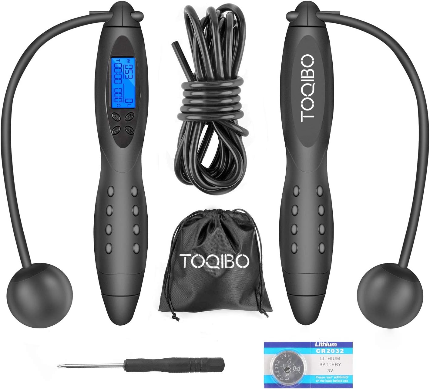 TOQIBO Skipping Rope, Speed Jump Rope Tangle-free Adjustable Rope & Digital Jump Rope, Adjustable Calorie Counter Jump Skipping Ropes, Fitness Workouts Fat Burning Exercises Boxing