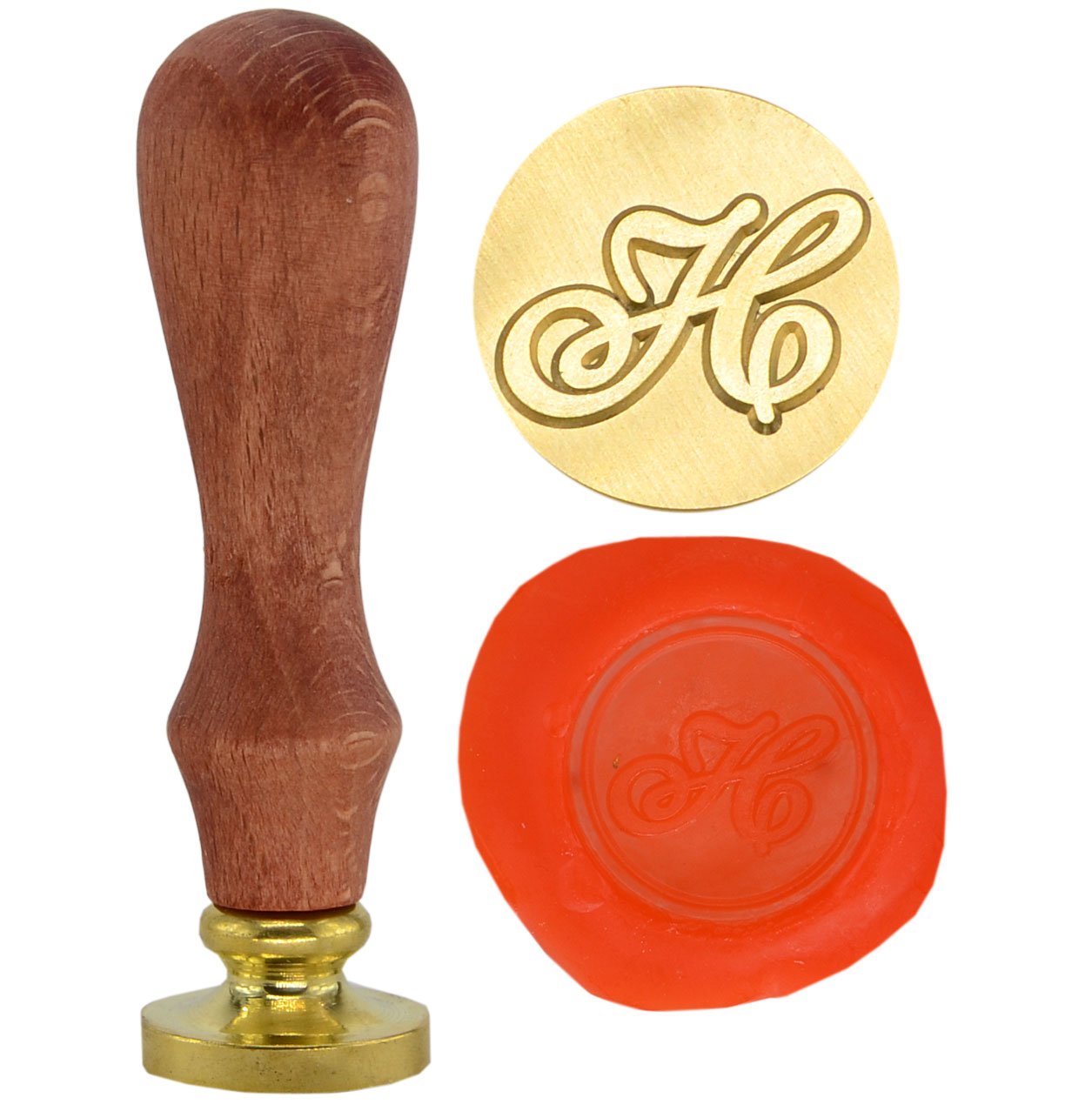 SYAYA Retro Brass Head Wooden Handle 26 Letters A-Z Alphabet Letter Initial Wax Classic Sealing Wax Seal Stamp GZ4 (H)