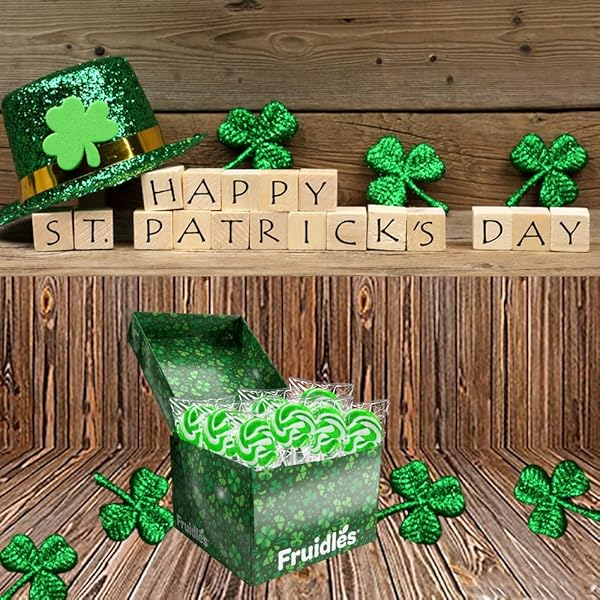 FRUIDLES ST. PATRICK’S DAY SWIRL LOLLIPOPS, PARTY FAVOR BOX, INDIVIDUALLY WRAPPED (24-PACK)