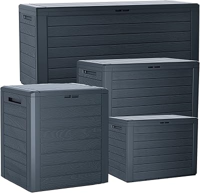 Pluto Packaging Garden Storage Box - 280L Grey Anthracite Weather Resistant