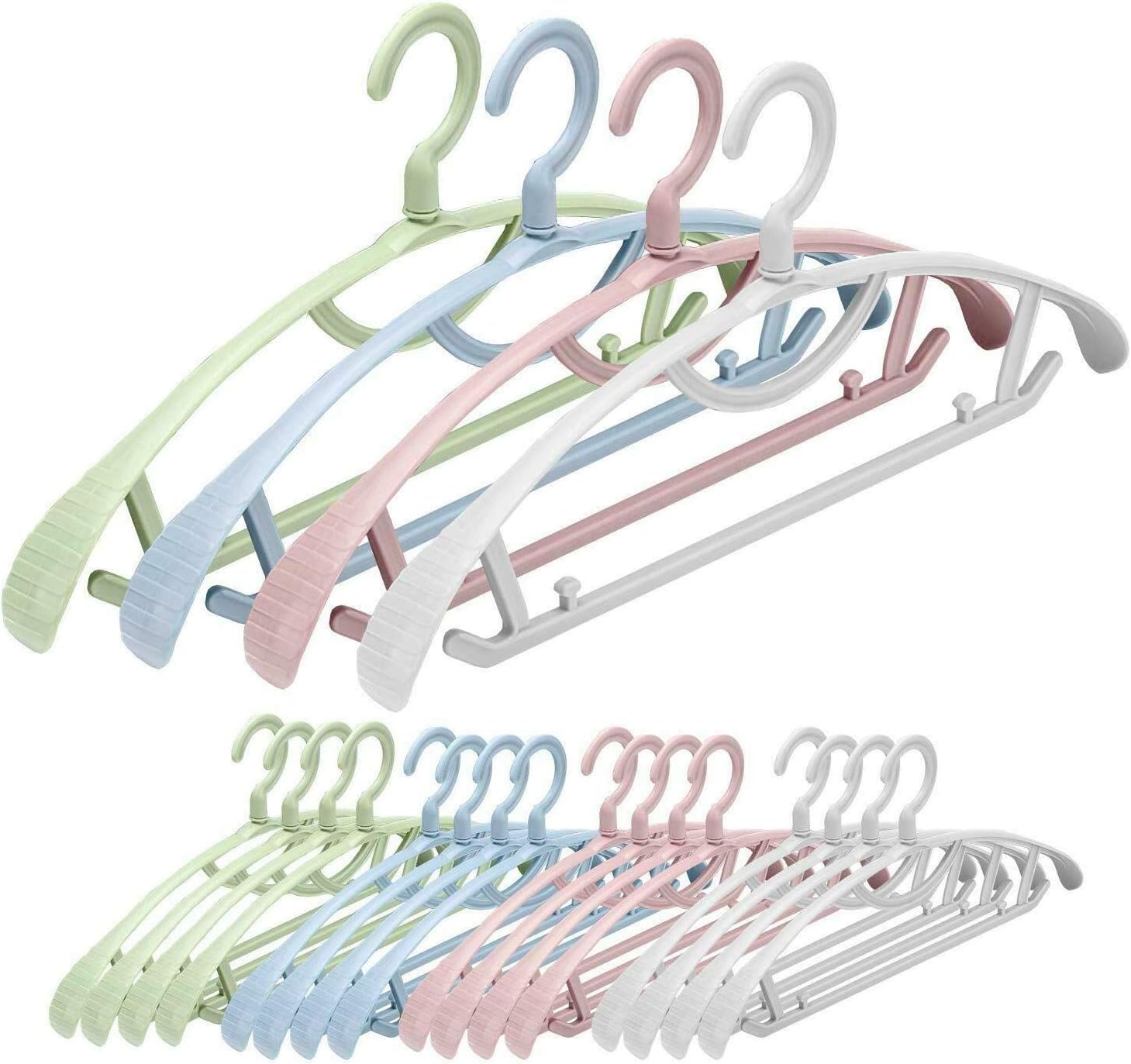 Senfhome Plastic Clothes Hanger Wide Shoulder Slip Resistant Pack of 20 PCS 4 Color