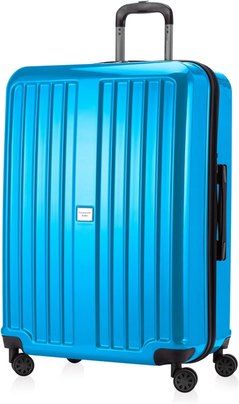 HAUPTSTADTKOFFER - X-Berg - Luggage Suitcase Hardside Spinner Trolley 4 Wheel Expandable TSA, 75 cm, 126 Liter, Cyanblue Glossy