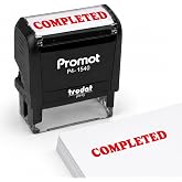 Promot Completed Self Inking Rubber Stamp - Stamp for Office &amp; Business Use | Bold High-Visibility Imprint, Speeds Up Document Processing, Crisp &amp; Consistent Impressions, Thousands of Clear Stampings