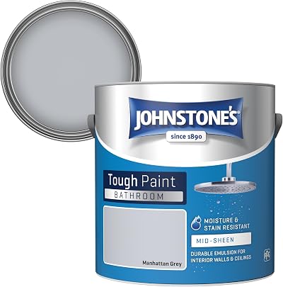 Johnstone's Bathroom Paint Manhattan Grey Mid Sheen Stain Blocker 2.5L