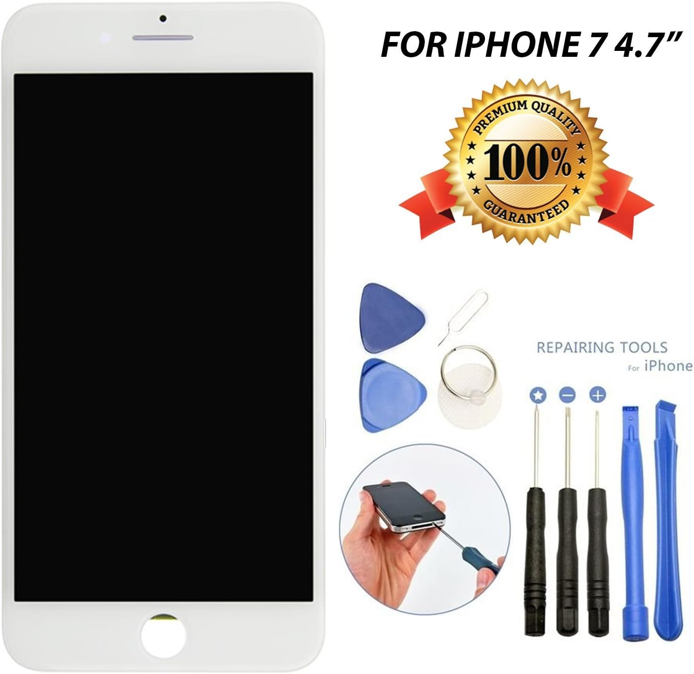 Phone 7 Screen Replacement Lcd Touch Screen Digitizer for iPhone 7 4.7 inch with Tools and Professional Screen Protector Replace Cracked, Broken, Dead Pixels ,Easy to Install (White)