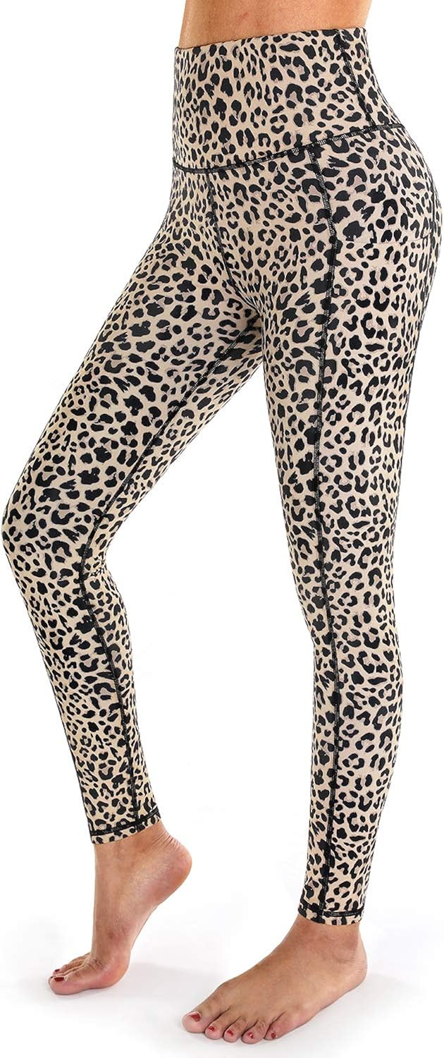 OUGES Womens High Waist Pockets Yoga Pants Running Pants Workout Leggings: Clothing