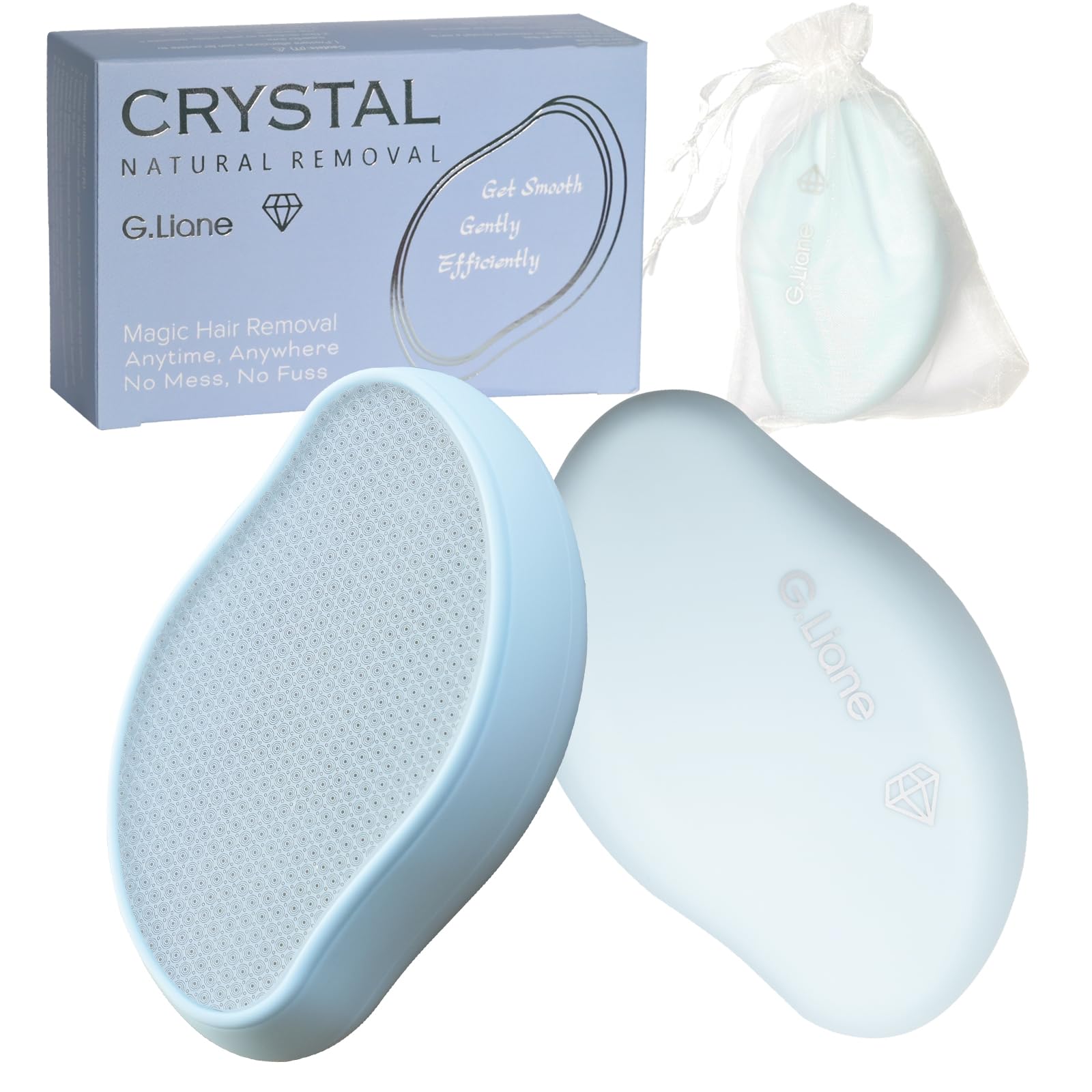 G.Liane Premium Crystal Hair Eraser,Painless Exfoliation Hair Removal Epilator,Nano Glass Hair Remover for Women,Natural Gentle and Efficient Shaver Trimmer on Leg Arm(Sky Blue)