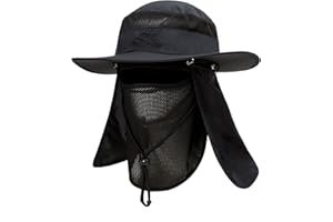 YR.Lover Outdoor UV Sun Protection Wide Brim Fishing Cap with Removable Flap