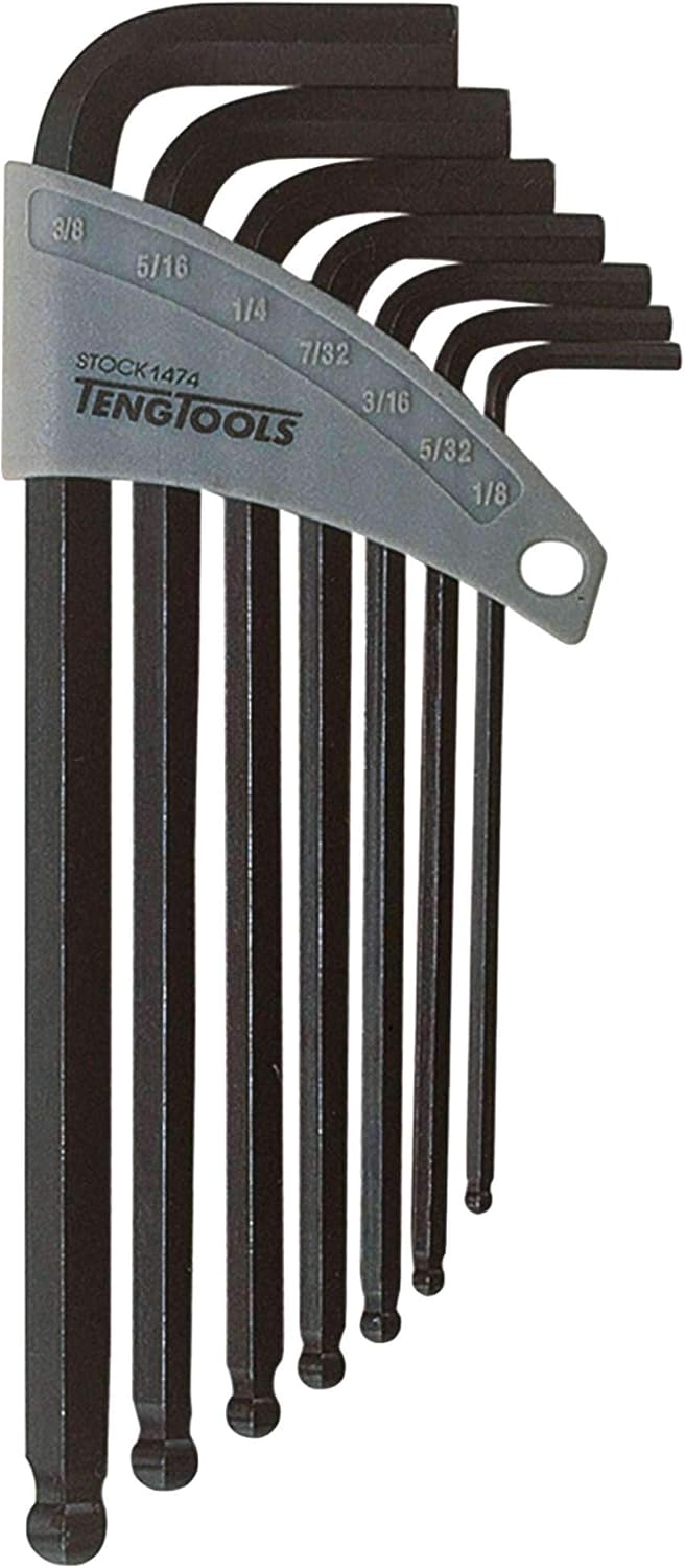 Teng 1474 7 Imperial 1/ 8-3/ 8-inch Ball-Point Hex Key Set, Chrome