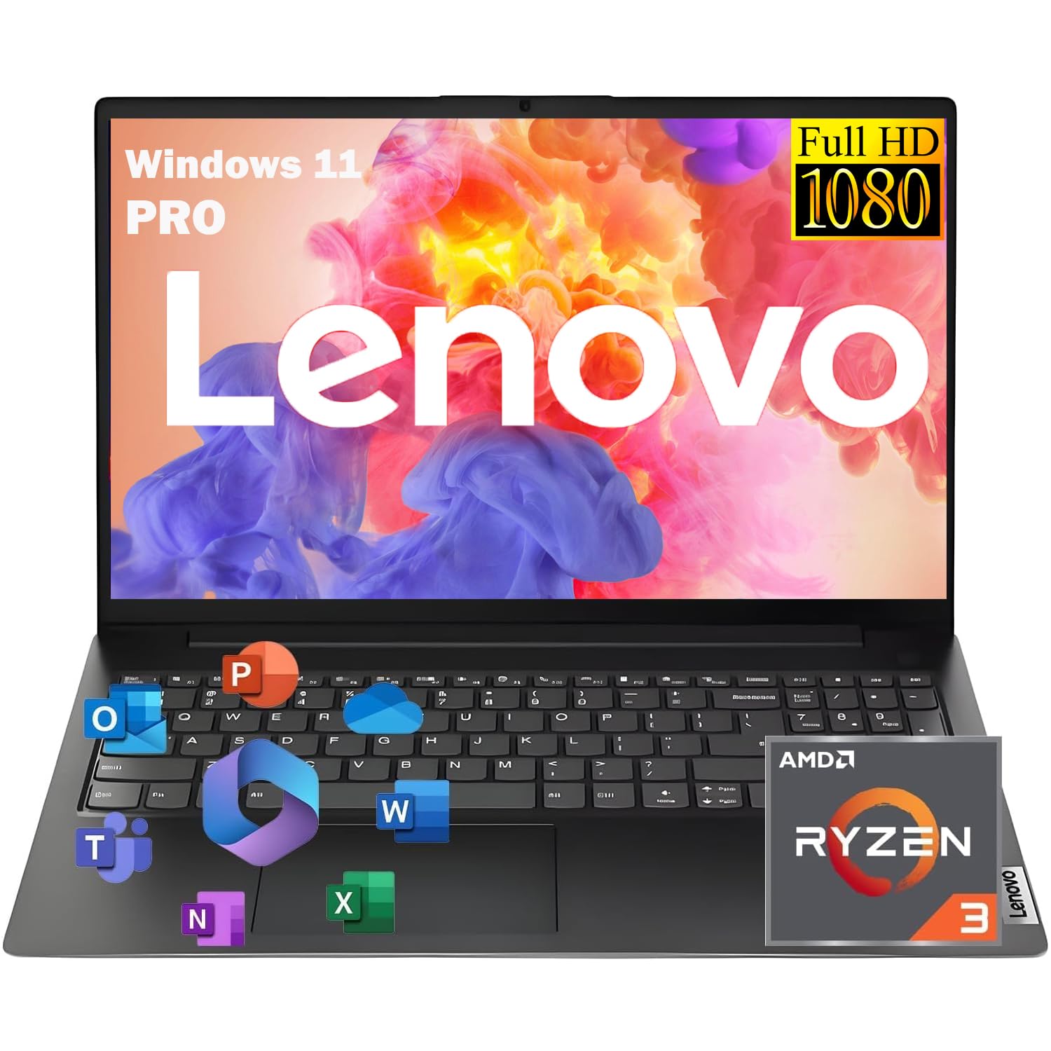 Lenovo 2026 New V15 Laptop for Student & Business with Microsoft Office on the Web, AMD Ryzen 3 7320U (Beat i7-1065G7), 15.6'' FHD, 16GB RAM, 256GB SSD, Ethernet Port RJ-45, Windows 11 Pro, No Mouse