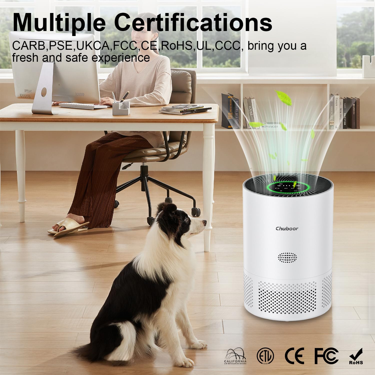 Chuboor Air Purifiers for Home Large Rooms up to 1500ft², H13 True HEPA Air Purifiers for Bedroom Dorm Room Pets or Smoke, Dust, Pollen, Odors, Auto Mode, Sleep Mode, PJ01, White